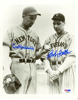 Carl Hubbell and Bob Feller  Autographed 8X10 Photo 
